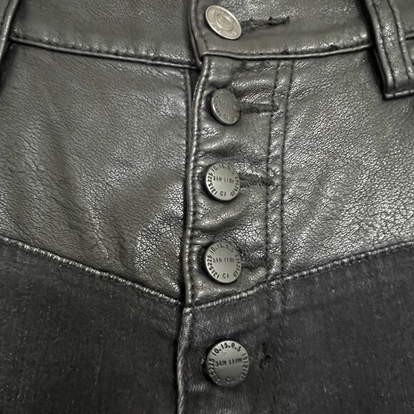 Current Elliott The Fused Faux Leather Skinny Jeans Size 28 Black Denim Moto Emo - Picture 6 of 12